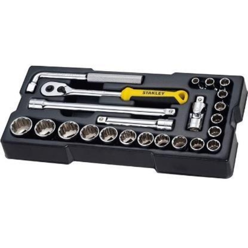 STANLEY 1/2" DR. SOCKET SET 23-PCS 8-32MM 12-PT