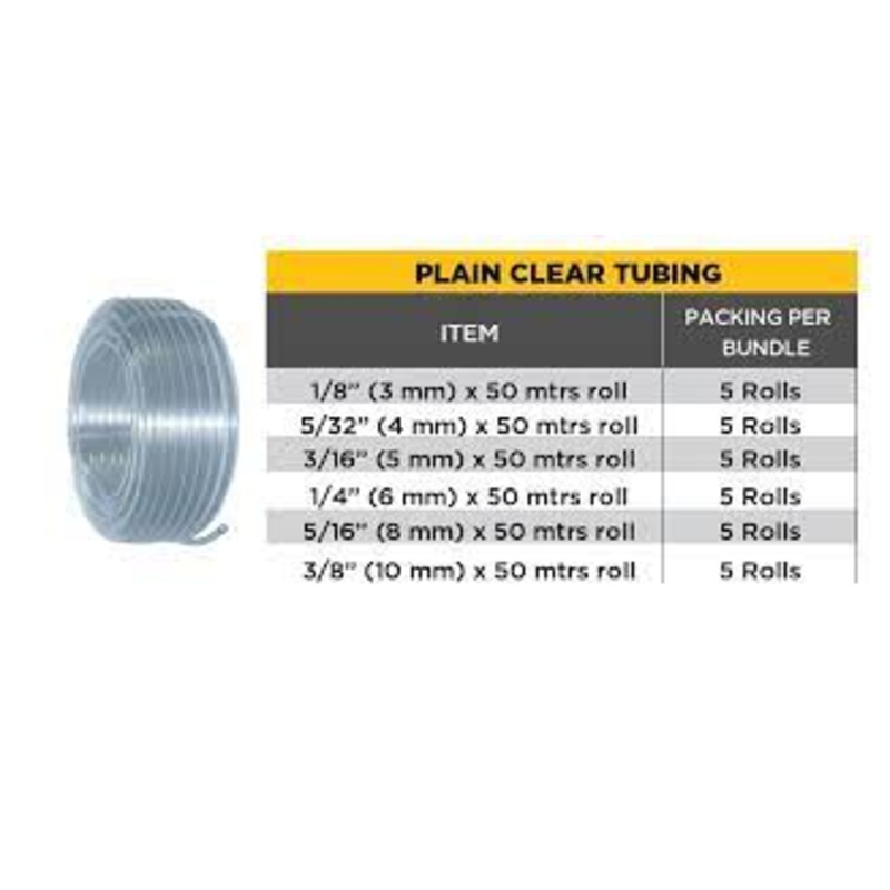 Connix plain clear hose 3/16 (5 mm) x 50 mtrs roll