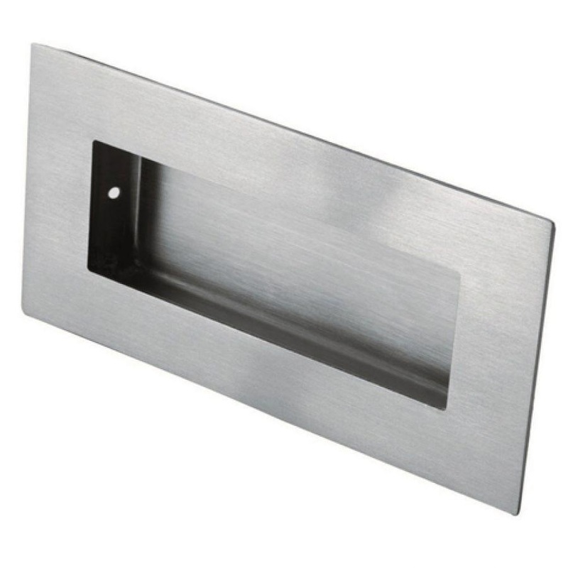 Union flush pull handle - 100 x 50mm-satin steel FH-FL-040-SSS
