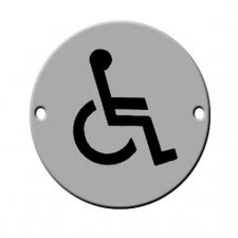 Union stainless steel satin-disabled sign-circular S-DS-76-SSS
