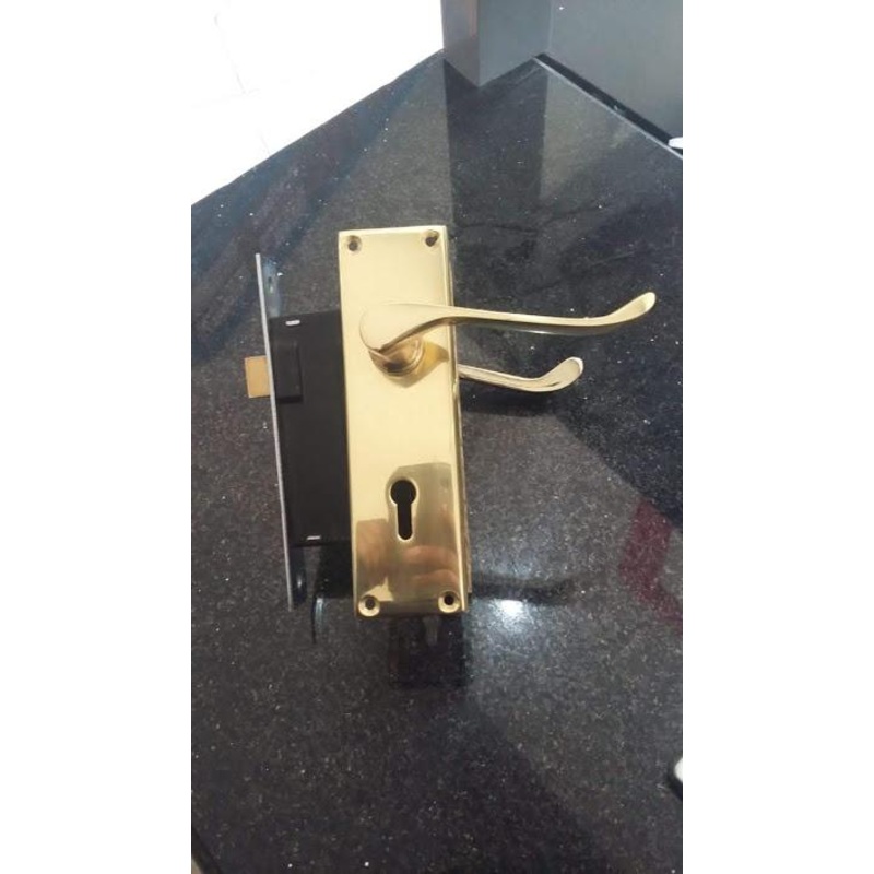 Union 2lever rebated lock sets with scroll brass handle 2L-100-05-42PB