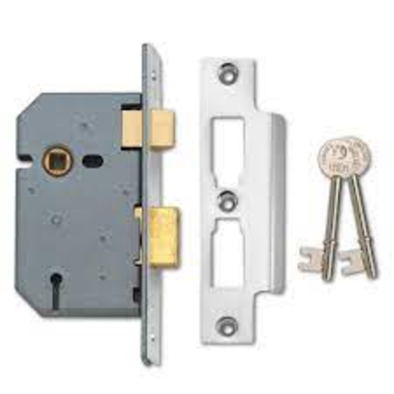Union 3lever locks w/o handle satin chrome deadlock 3L-2177-SC
