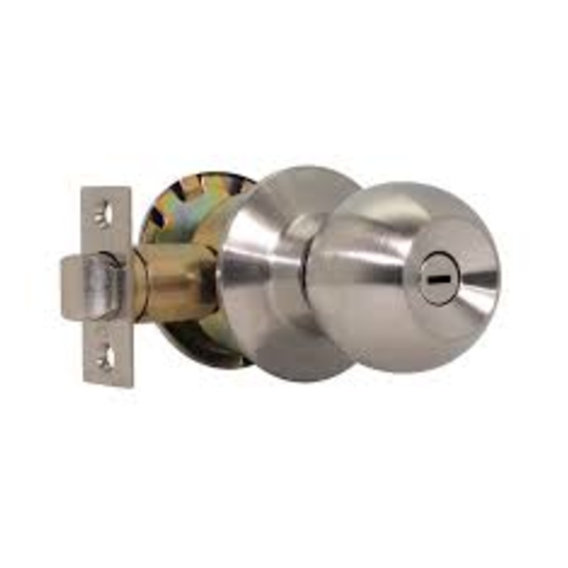Yale round satin steel bathroom function knobset (blister pack) KB-607BK-SSS
