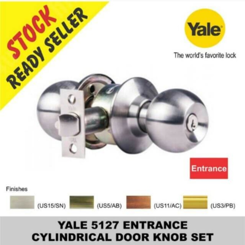 Yale round satin steel entrance function knobset (blister pack) KE-607ET-SSS