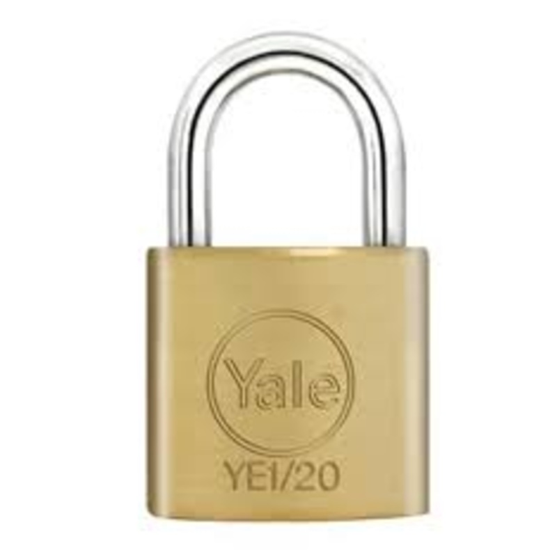 Yale solid brass/ natural combination padlock -basic-shackle thickness ''C'' 3.2mm, shackle opening ''D'' 12mm PL-Y150/22/120/1