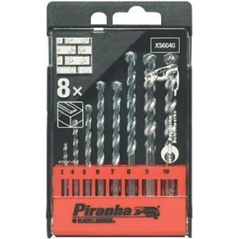 BLACK & DECKER STD MASONRY BIT 8PC 3 10 MM