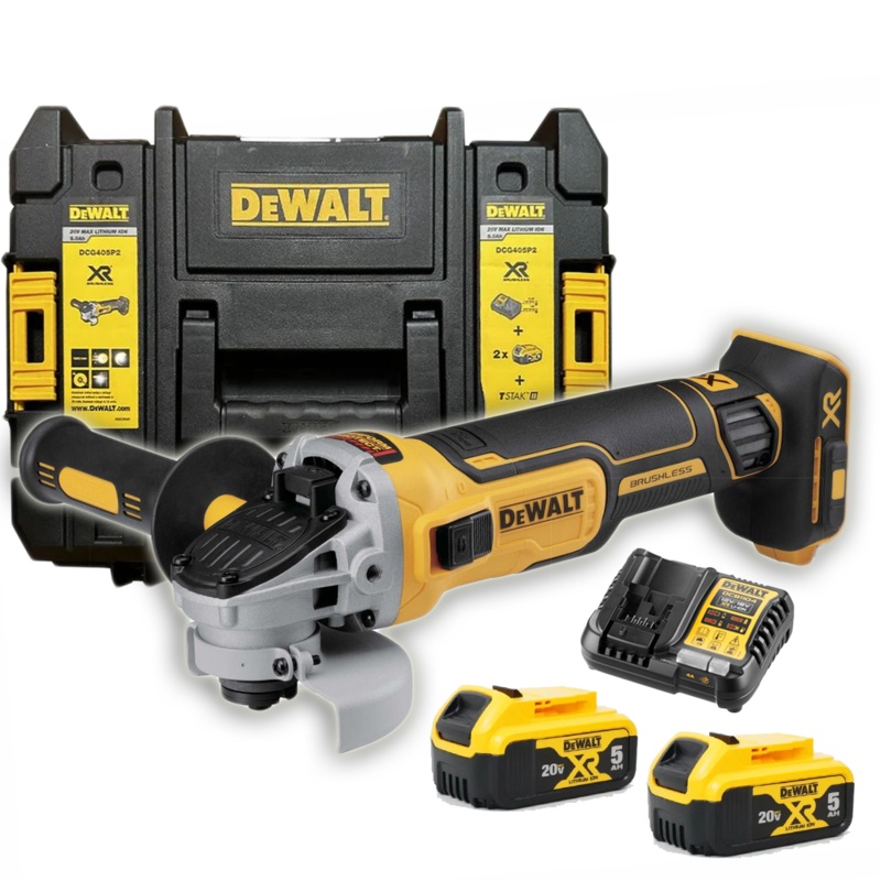 Dewalt DCG405P2 20V Cordless Brushless Angle Grinder (Set)