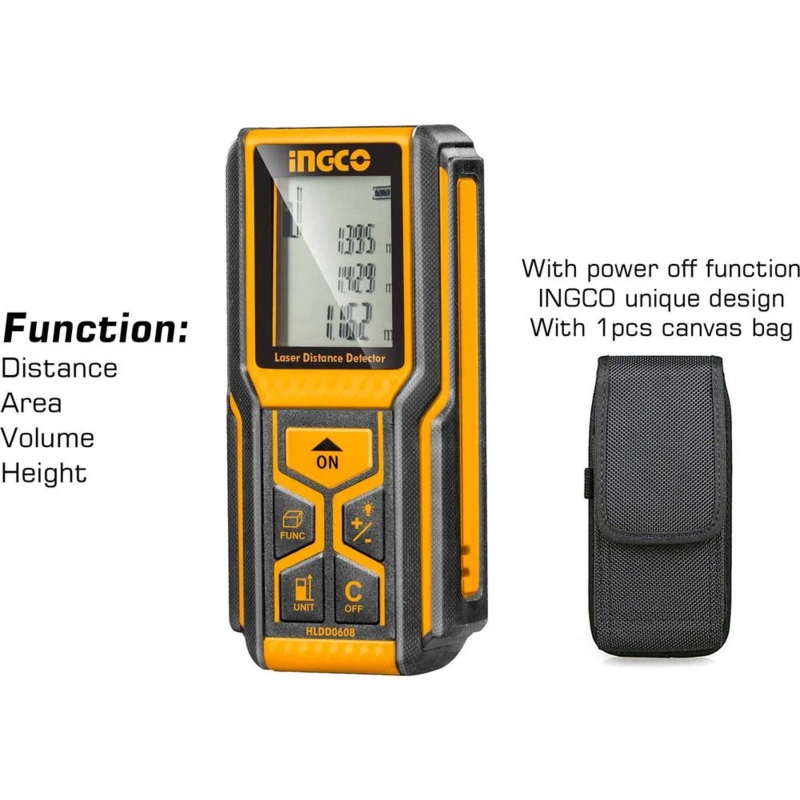 Ingco HLDD0608 Laser Distance Detector Measurer / Range Finder [60 Meters]