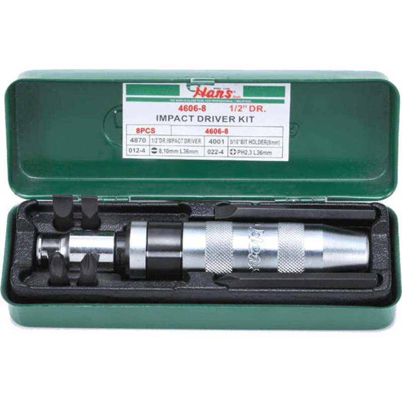 Hans 4606-8 Impact Driver Set 1/2" Drive with 6 pcs Bit