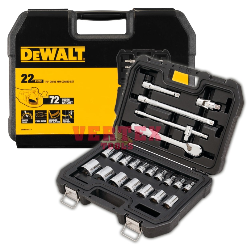 Dewalt DWMT19241-1 22pcs Metric Socket Wrench Set 1/2" Drive