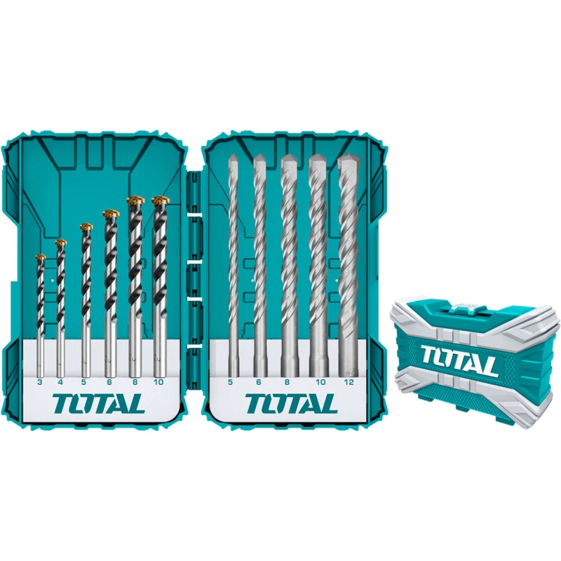 Total TACSDL31101 11pcs Mixed Masonry Drill Bit (SDS-plus & Straight Concrete Drill Bit)