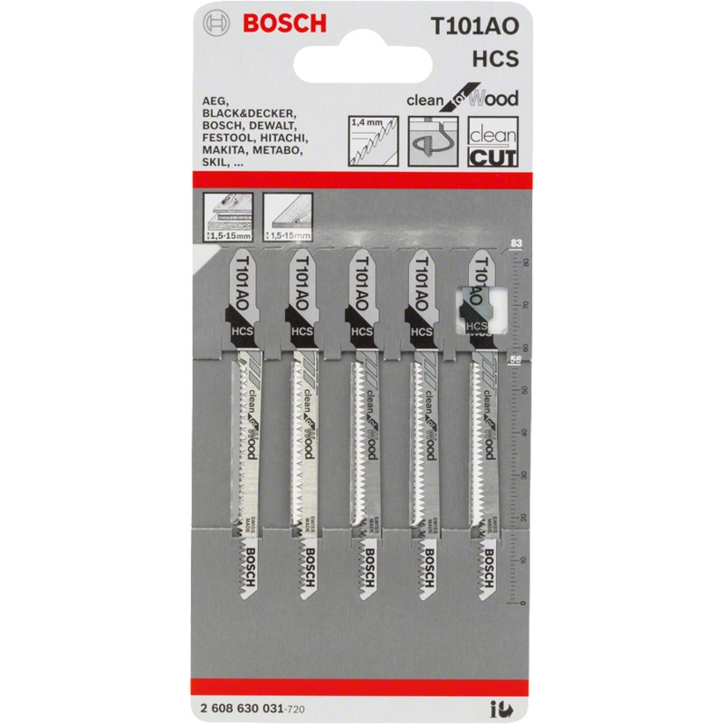 Bosch T101AO Jigsaw Blade for Wood (T-type Shank)
