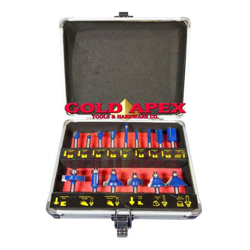 Fujima Router Bit Set 15pcs 1/4" Shank