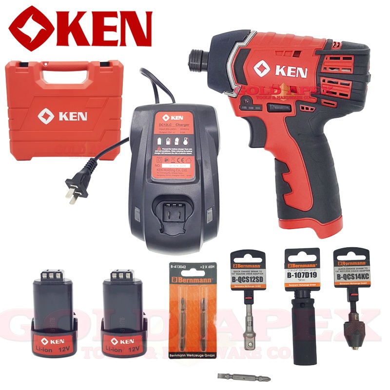 Ken BL6412D 12v Cordless Impact Driver Set