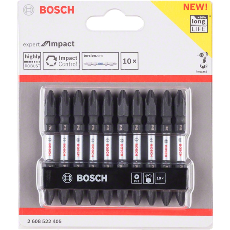Bosch Screwdriver Impact Bit set PH2 x 65mm Double Ended (10pcs) 2 608 522 405