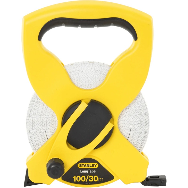 Stanley Open Reel Fiberglass Long Tape Measure (White Tape)