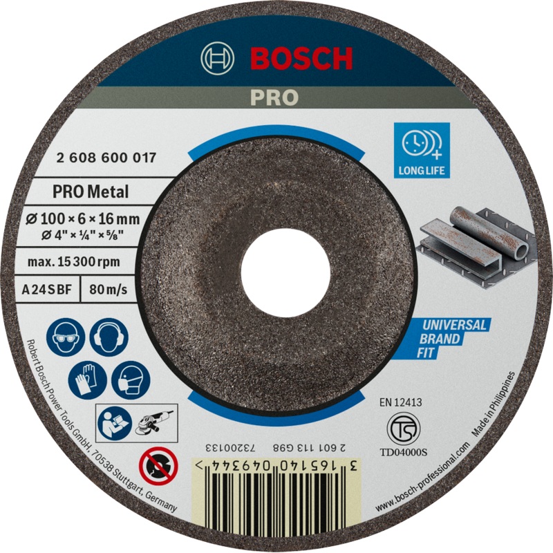 Bosch Grinding Disc 4" for Metal (25 pcs)