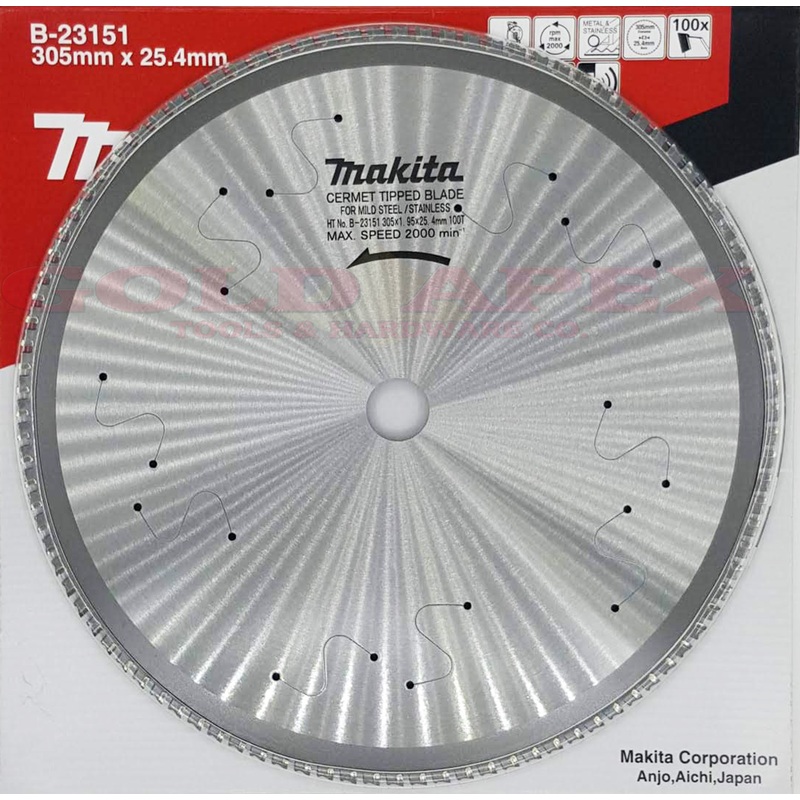 Makita B-23151 TCT Circular Saw Blade for Stainless 12"x100T (for LC1230)