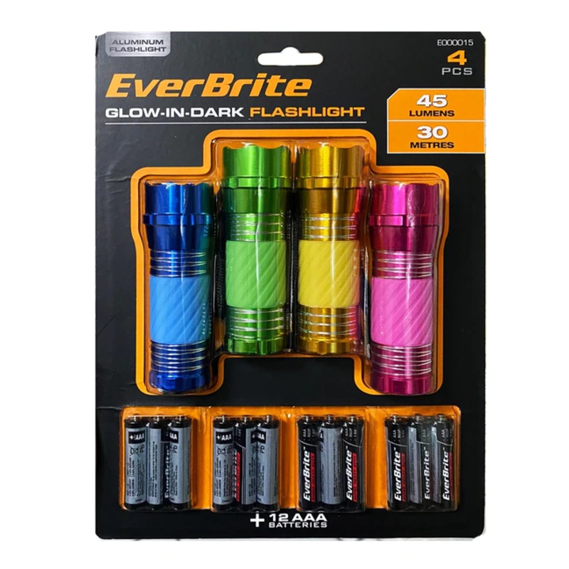 Everbrite E000015 4pcs Glow in the Dark Flashlight Set (45 lumens | 30 m)