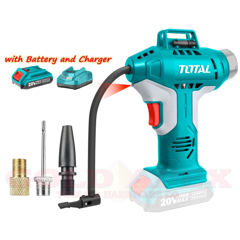 Total TACLI2001 SET 20V Cordless Auto Air Compressor / Tire Inflator 150PSI (with Battery and Charger)