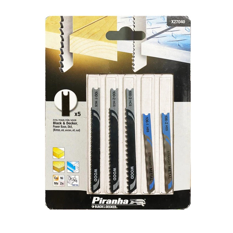 Black & Decker X27040 5 pcs Jigsaw Blade Set (Piranha)