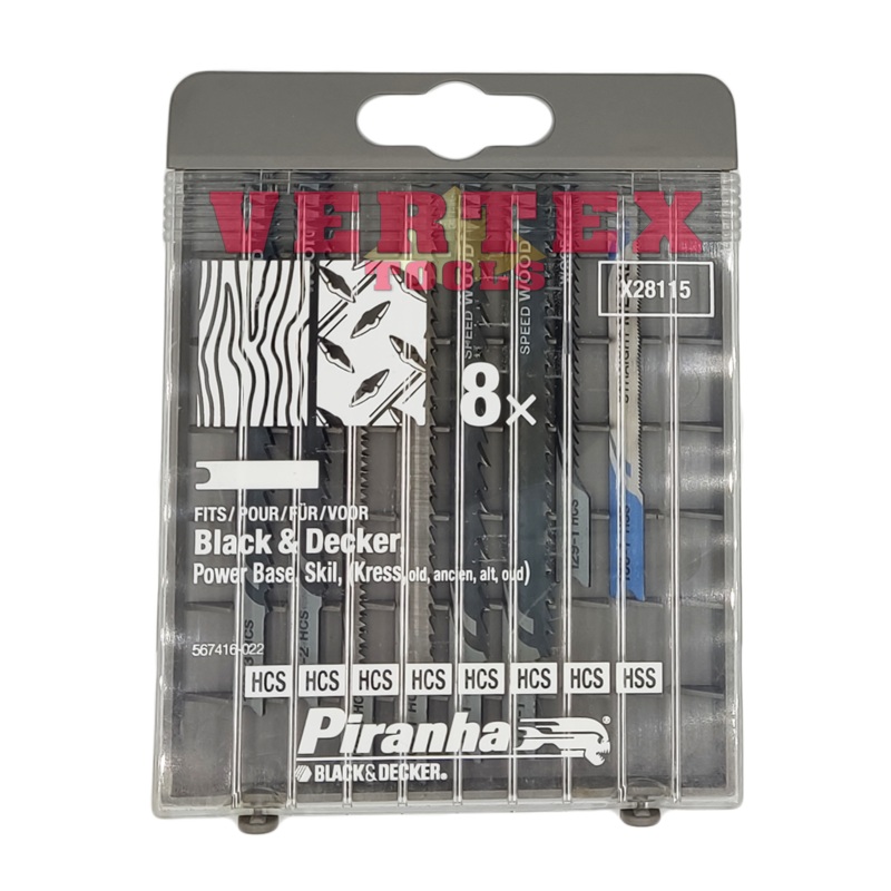 Black & Decker X28115 8 pcs Jigsaw Blades Set (Piranha)