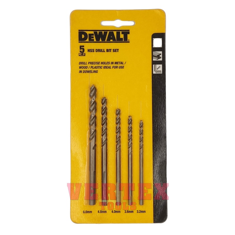 Dewalt 5 Pcs HSS Drill Bit Set