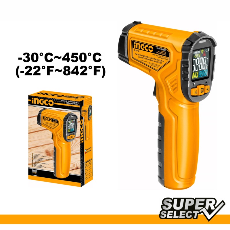 Ingco HIT0155026 Infrared Thermometer / Thermal Scanner (SS)