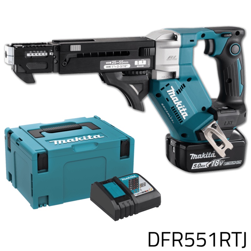 Makita DFR551RTJ 18V Cordless Brushless Auto Feed Screwdriver w/ Silent Clutch (LXT-Series) [Set]
