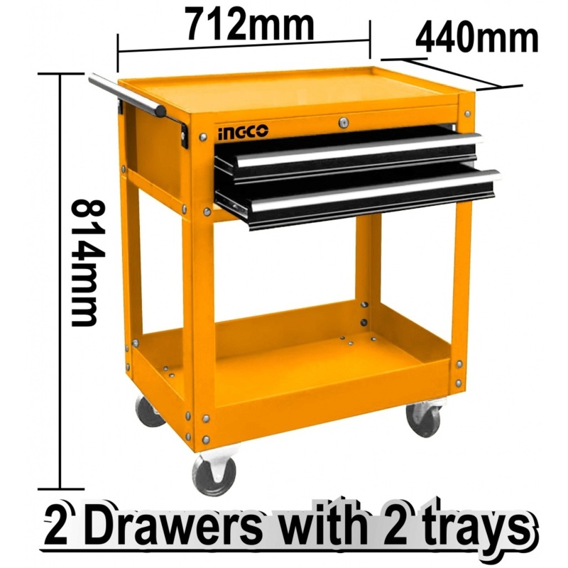 Ingco HPTCT021 Tool Cart (2 Drawer with 2 Trays)