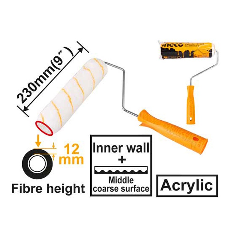 Ingco HRHT042301 Acrylic Paint Roller Inner Wall 9" Cylinder Brush