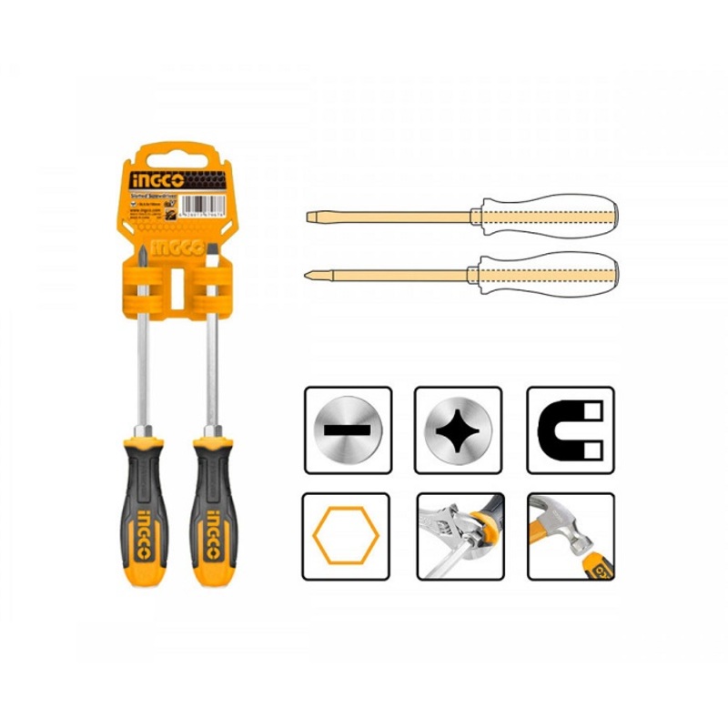 Ingco HSGT680208 2pcs Go Through Screwdriver Set