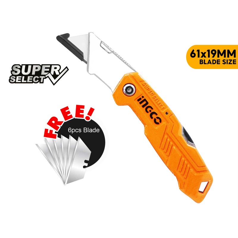 Ingco HUK6236 Folding Cutter Knife [+6 Blades] (SS)