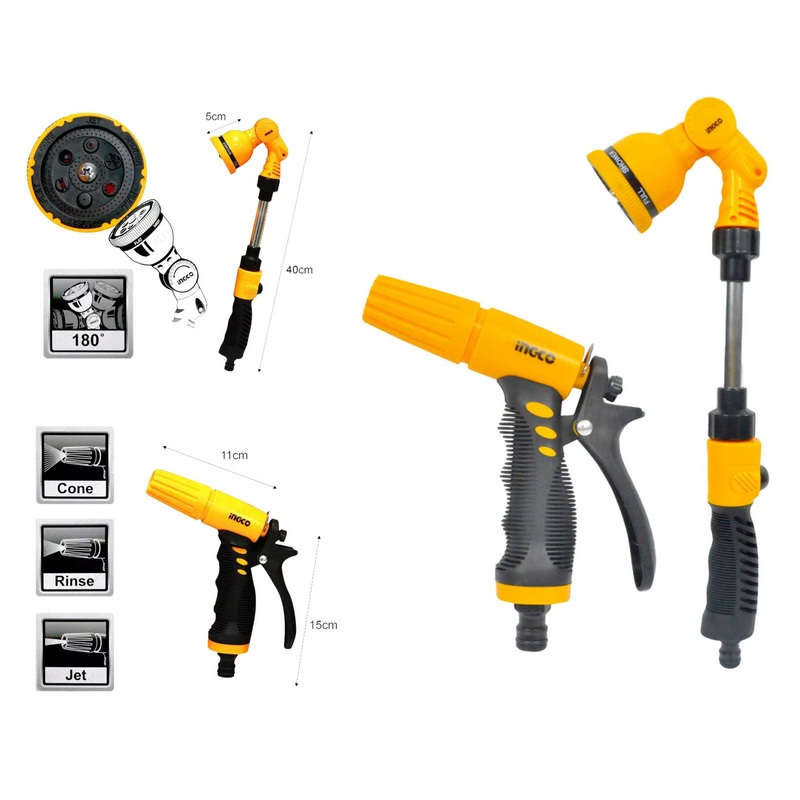 Ingco HWSK0201 2 pcs Watering Garden Nozzle Sprayer Kit