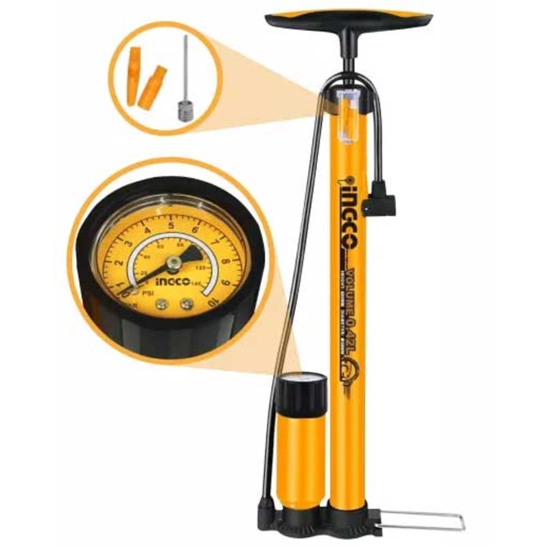 Ingco MPP3811 Tire Hand Pump Inflator (Solid Base) 140psi