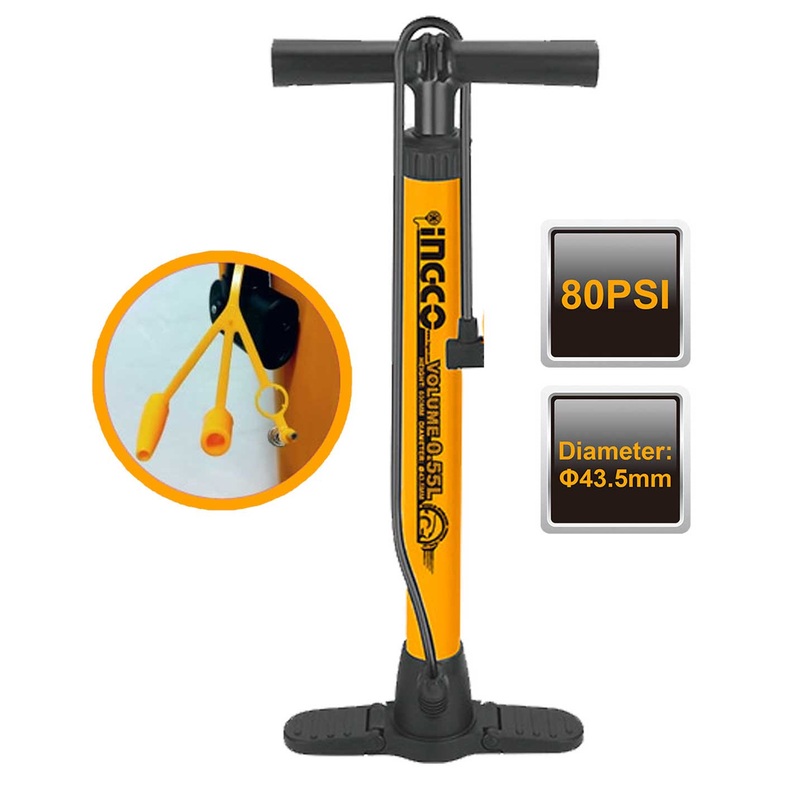 Ingco MPP4501 Aluminum Tire Hand Pump Inflator 80psi