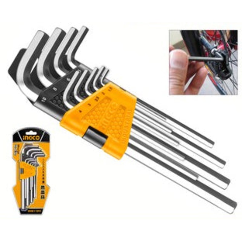 Ingco HHK11091 9pcs Hex Allen Key Wrench Set (Long Arm)