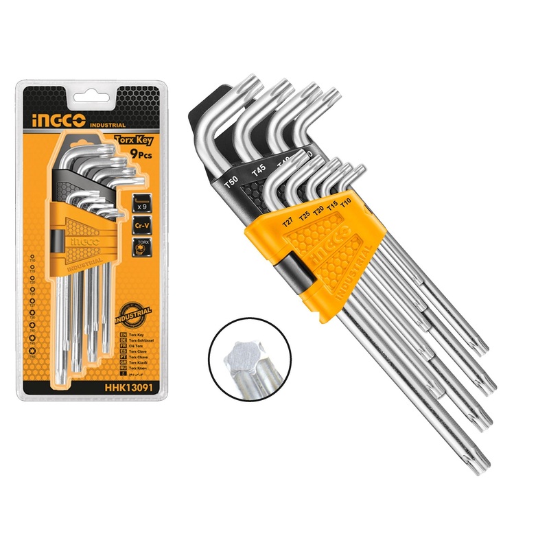 Ingco HHK13091 9pcs Torx Key Allen Wrench Set (Long Arm)