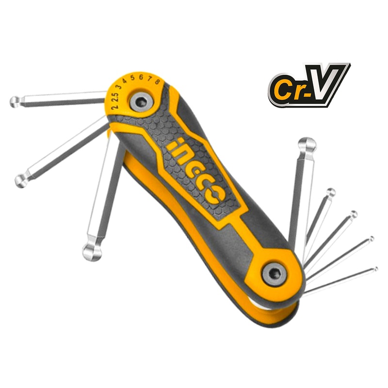 Ingco HHK14082 8pcs Foldable Ball point Hex Allen Key Wrench Set