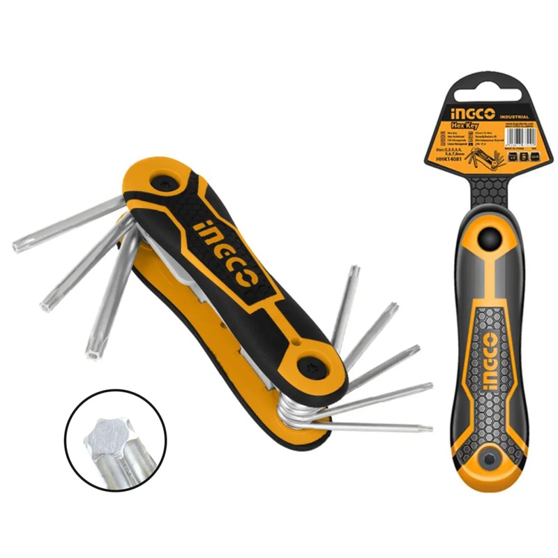 Ingco HHK14083 8pcs Foldable Torx Allen Key Wrench Set