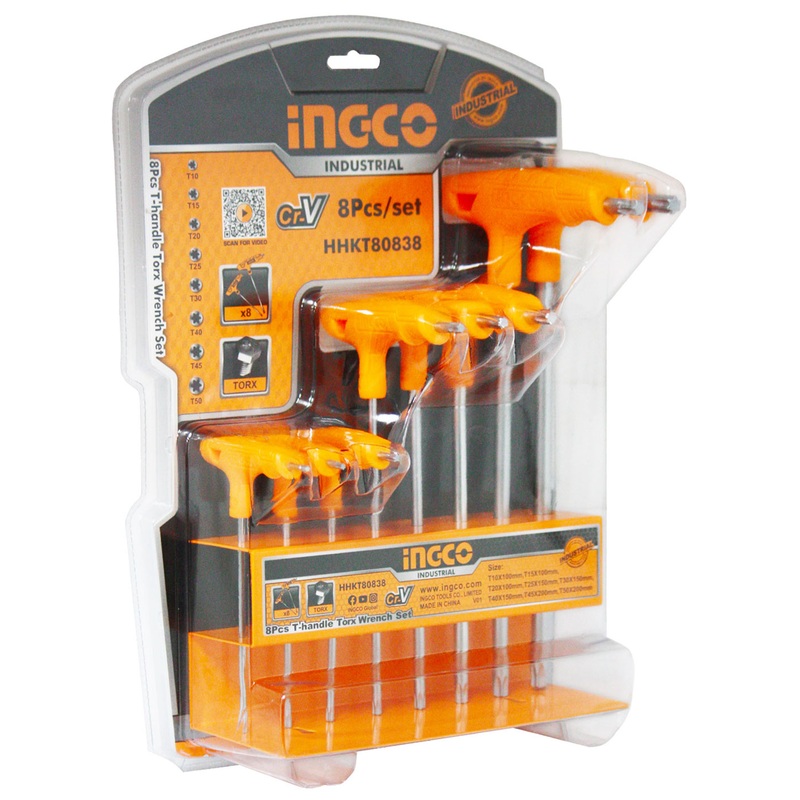 Ingco HHKT80838 8pcs Torx Allen Key Wrench Set (T-Handle)