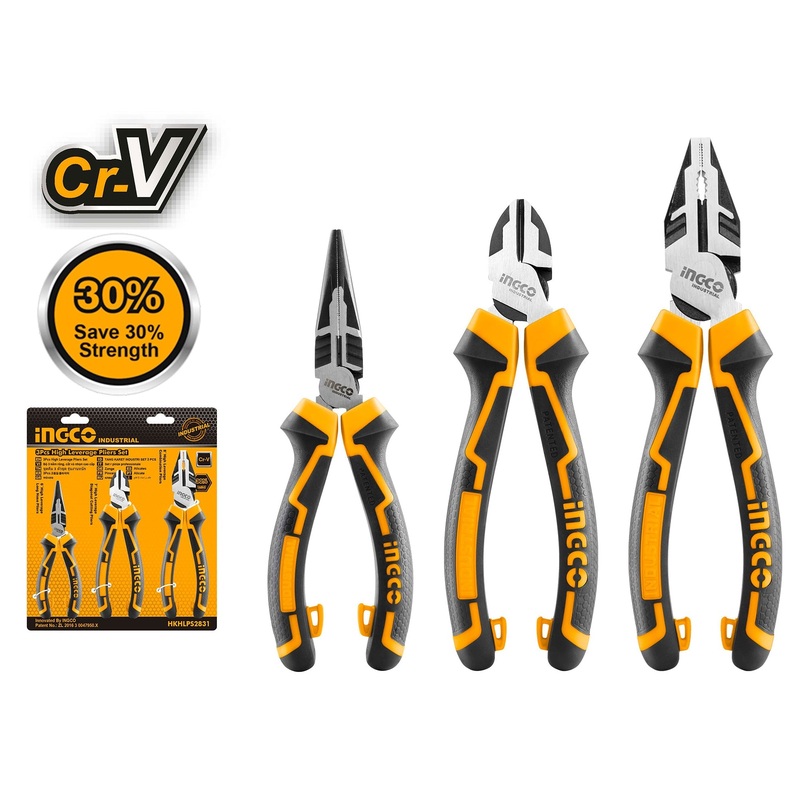 Ingco HKHLPS2831 3pcs High Leverage Pliers Set