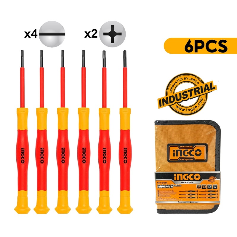 Ingco HKIPSD0601 6pcs Insulated VDE Precision Screwdriver Set