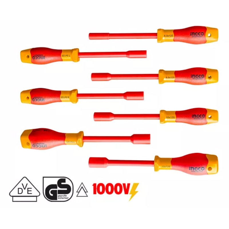 Ingco HKISD0701 7pcs Insulated Nut Screwdriver Set 1000V