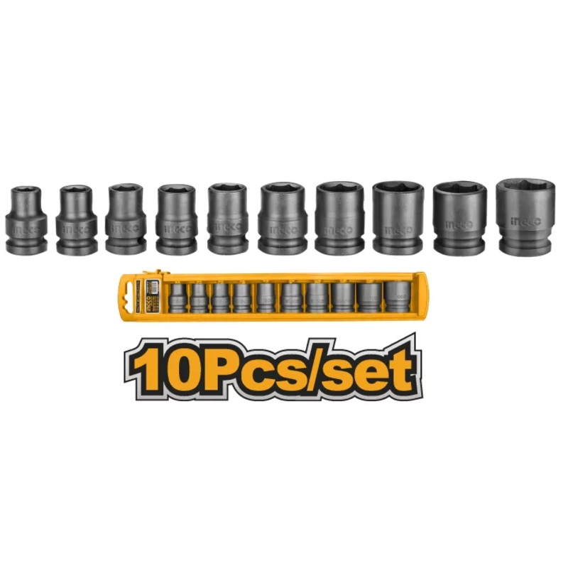 Ingco HKISSD12101 10pcs Impact Socket Wrench Set 1/2" Drive