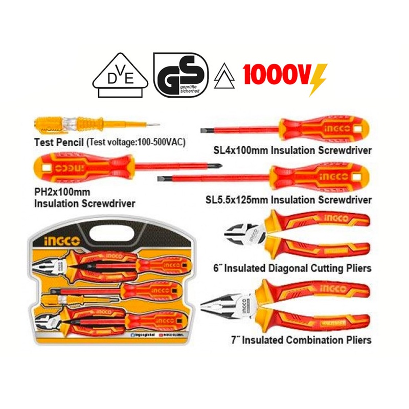 Ingco HKIST3061 6pcs Insulated Hand Tools Set