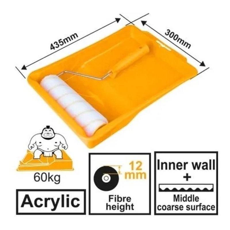 Ingco HKTCB032301 3 in 1 Cylinder Brush Paint Roller with Tray Set 9" (Acyrlic)