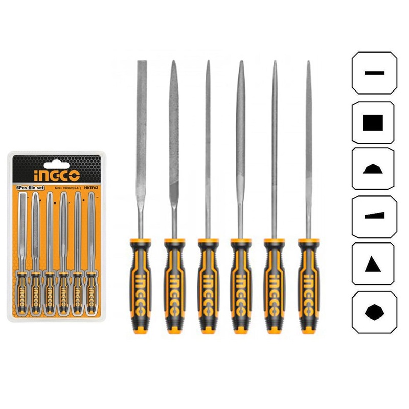 Ingco HKTF63 6pcs File Bastard with Handle Set