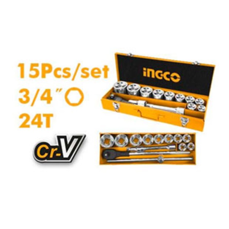 Ingco HKTS034151 15pcs Socket Wrench Set 3/4" Drive