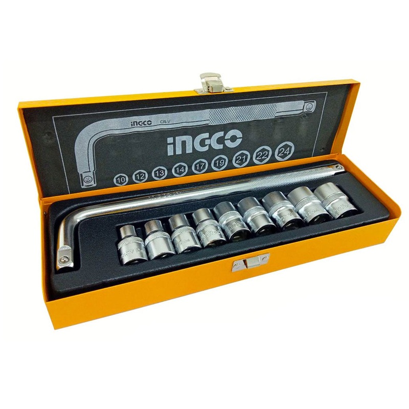 Ingco HKTS12101 10pcs Socket Wrench Set 1/2" Drive